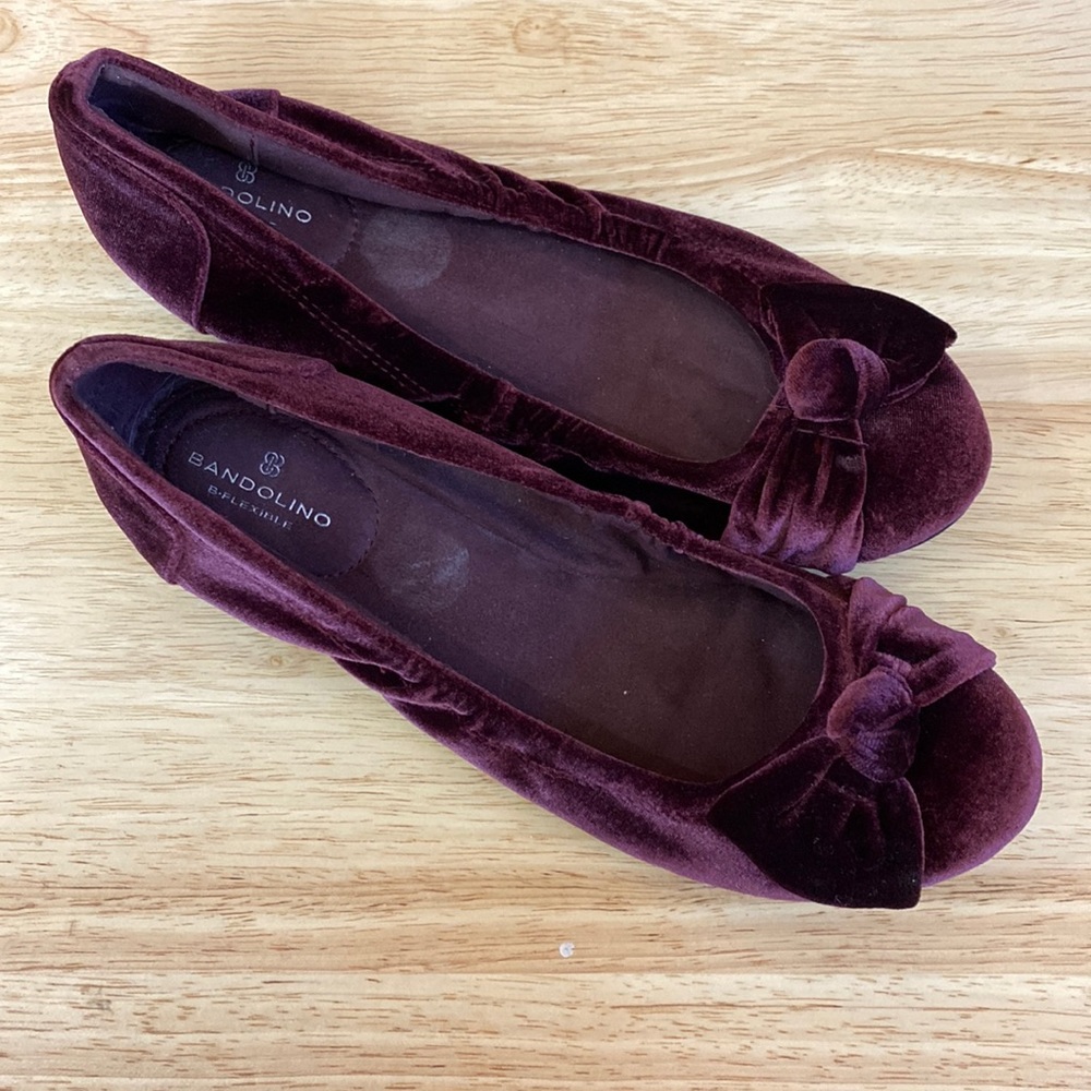 Bandolino Alexia Burgundy Wine Velvet Ballet Flats
